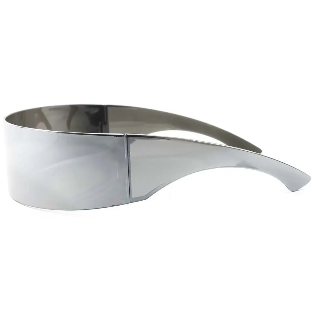 Anime Cosplay Sci-Fi Party Costume Futuristic Full Chrome Mirrored Sun Glasses